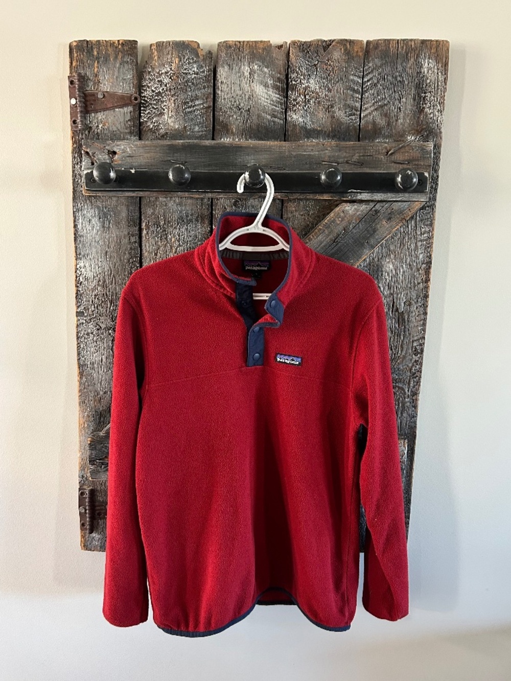 Men's Patagonia Half Snap Marsupial Fleece Pullover Burgundy & Navy